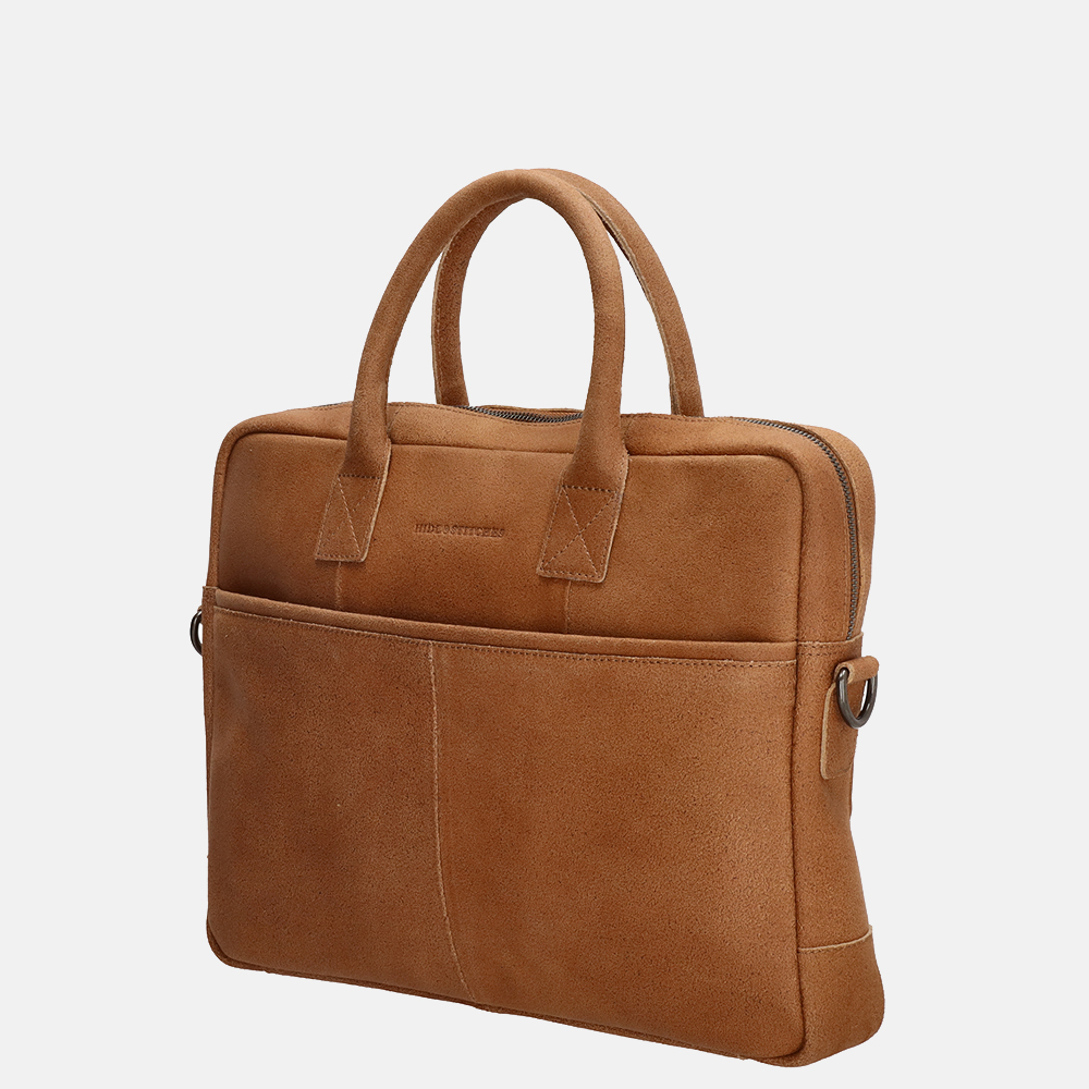 Hide Stitches Promotie laptoptas 15.6 inch cognac bij Duifhuizen